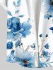 Chemise à Imprimé Fleurs à L'Aquarelle avec Boutons et Poche Grande-Taille pour Hommes - Bleu Ciel 4XL