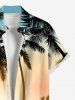 Plus Size Coconut Tree Sunshine Ombre Print Buttons Pocket Hawaii Shirt For Men -  