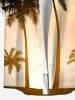 Plus Size Coconut Tree Sunshine Ombre Print Buttons Pocket Hawaii Shirt For Men -  