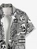 Plus Size Break Heart Skull Cross Print Buttons Pocket Shirt For Men -  