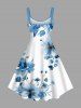 Robe Débardeur Hawaïenne à Imprimé Fleurs à L'Aquarelle Grande-Taille - Bleu 6X