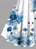 Robe Débardeur Hawaïenne à Imprimé Fleurs à L'Aquarelle Grande-Taille - Bleu 6X