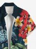 Plus Size Tropical Flowers Turtle Print Buttons Pocket Hawaii Shirt For Men -  