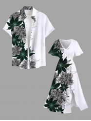 Tenue de Plage Grande Taille Florale Rayée Assortie - Blanc 