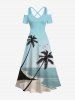 Coconut Tree Sea Beach Ombre Sky Bird Print Plus Size Matching Hawaii Beach Outfit For Couples -  