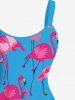 Tenue de Plage Trapèze Imprimé Flammant Grande Taille pour Femme - Bleu Ciel 