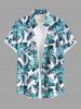 Costume de Plage Grande Taille Imprimé à Feuilles Tropicales - Bleu 