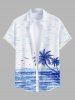 Contrastant Imprimé Nuage et Cocotier Tropicale Grande Taille pour la Plage - Bleu profond 