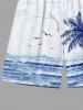 Contrastant Imprimé Nuage et Cocotier Tropicale Grande Taille pour la Plage - Bleu profond 