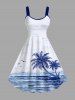 Contrastant Imprimé Nuage et Cocotier Tropicale Grande Taille pour la Plage - Bleu profond 