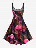 Robe Débardeur Hawaïen Flamant et Feuille Tropicale Imprimés de Grande Taille - Rose clair M