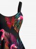 Robe Débardeur Hawaïen Flamant et Feuille Tropicale Imprimés de Grande Taille - Rose clair M