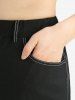 Plus Size Split Lace Up Side Grommet Topstitching Pockets Flare Pants -  