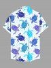 Chemise Imprimé Tortue Marine avec Poches à Boutons Grande Taille pour Homme - Bleu Ciel M