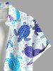 Chemise Imprimé Tortue Marine avec Poches à Boutons Grande Taille pour Homme - Bleu Ciel M
