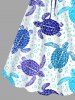 Robe Hawaii Tortue Imprimée de Grande Taille - Bleu Ciel L