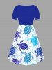 Plus Size Turtle Bubble Print Cinched Hawaii Dress -  