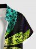 Plus Size Colorful Maple Floral Pattern Print Buttons Pocket Hawaii Shirt For Men -  