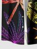 Plus Size Colorful Maple Floral Pattern Print Buttons Pocket Hawaii Shirt For Men -  