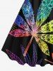 Plus Size Colorful Maple Floral Pattern Print Hawaii Tank Dress -  