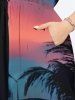Plus Size Coconut Tree Ombre Sky Seascape Print Split Hawaii Midi Dress -  