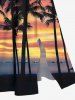 Plus Size Coconut Tree Ombre Sky Seascape Print Split Hawaii Midi Dress -  