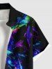 Plus Size Galaxy Colorful Coconut Tree Seascape Print Buttons Pocket Hawaii Shirt For Men -  