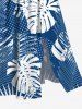Robe Mi-Longue Hawaïen Fendue Feuille Tropicale Imprimée de Grande Taille - Bleu 1X