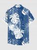 Plus Size Tropical Leaf Dots Print Buttons Pocket Hawaii Shirt For Men -  