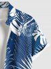 Plus Size Tropical Leaf Dots Print Buttons Pocket Hawaii Shirt For Men -  