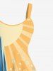 Plus Size Sea Wave Sun Bubble Print Hawaii A Line Tank Dress -  