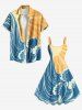 Plus Size Sea Wave Sun Bubble Print Hawaii A Line Tank Dress -  