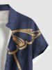 Chemise Parapluie de Soleil de Plage Cocotier Imprimé de Grande Taille avec Poche - Bleu profond 3XL