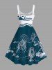 Plus Size Lellyfish Wine Glass Sailboat Sea Wave Print Hawaii A Line Tank Dress -  