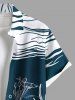 Plus Size Lellyfish Wine Glass Sailboat Sea Wave Print Hawaii Button Pocket Shirt For Men -  