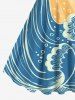 Plus Size Sea Wave Sun Bubble Print Hawaii A Line Tank Dress -  