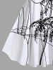 Robe Pin-Up Imprimée Grande Taille Bloc de Couleur Arbre de Noix de Coco - Blanc 6X