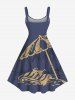 Robe Parapluie Ligne A Cocotier et Soleil Imprimés de Plage de Grande Taille - Bleu profond 6X