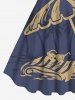 Robe Parapluie Ligne A Cocotier et Soleil Imprimés de Plage de Grande Taille - Bleu profond 6X