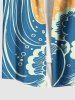 Plus Size Sea Wave Sun Bubble Printd Hawaii Button Pocket Shirt For Men -  