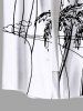 Chemise Grande Taille Imprimé Arbre Noix de Coco Peint à la Main à Deux Tons - Blanc S
