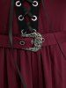 Robe grande taille style Renaissance médiévale à œillets, lacets, manches cloche, ceinture à boucle - Rouge foncé L | US 12