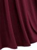 Plus Size Grommets Lace Up Mesh Bell Sleeves Buckle Belt Dress -  