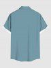 Plus Size Coconut Tree Sea Mountain Two Tone Print Hawaii Button Pocket Shirt For Men -  