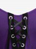 Plus Size Medieval Renaissance Grommets Lace Up Mesh Bell Sleeves Buckle Belt Dress -  