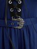 Plus Size Grommets Lace Up Mesh Bell Sleeves Buckle Belt Dress -  