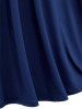 Plus Size Grommets Lace Up Mesh Bell Sleeves Buckle Belt Dress -  
