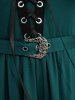 Robe Ceinturée Bouclée en Maille à Manches de Cloche Grande Taille à Lacets à Œillet - Vert profond L | US 12