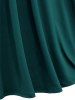 Robe Ceinturée Bouclée en Maille à Manches de Cloche Grande Taille à Lacets à Œillet - Vert profond L | US 12