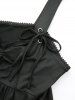 Plus Size Straps Buckle Grommets Ruched Solid Lace Trim Tank Top -  